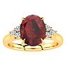 Garnet Ring: Garnet Jewelry: 2 Carat Oval Shape Garnet and Diamond Ring In 14K Yellow Gold Image-1
