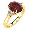 Garnet Ring: Garnet Jewelry: 2 Carat Oval Shape Garnet and Diamond Ring In 14K Yellow Gold Image-2