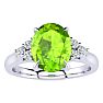 2 Carat Oval Shape Peridot and Diamond Ring In 14K White Gold Image-1