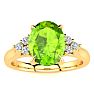 2 Carat Oval Shape Peridot and Diamond Ring In 14K Yellow Gold Image-1