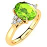 2 Carat Oval Shape Peridot and Diamond Ring In 14K Yellow Gold Image-2