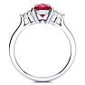 3 Carat Oval Shape Ruby and Diamond Ring In 14K White Gold Image-3