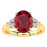 3 Carat Oval Shape Ruby and Diamond Ring In 14K Yellow Gold Image-1