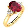 3 Carat Oval Shape Ruby and Diamond Ring In 14K Yellow Gold Image-2