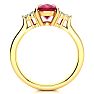 3 Carat Oval Shape Ruby and Diamond Ring In 14K Yellow Gold Image-3