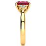 3 Carat Oval Shape Ruby and Diamond Ring In 14K Yellow Gold Image-4