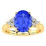 2 Carat Oval Shape Tanzanite and Diamond Ring In 14K Yellow Gold Image-1