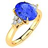 2 Carat Oval Shape Tanzanite and Diamond Ring In 14K Yellow Gold Image-2