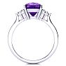 2 1/5 Carat Cushion Cut Amethyst and Diamond Ring In 14K White Gold Image-3