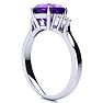 2 1/5 Carat Cushion Cut Amethyst and Diamond Ring In 14K White Gold Image-5
