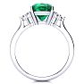 2 1/5 Carat Cushion Cut Emerald and Diamond Ring In 14K White Gold Image-3