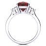 Garnet Ring: Garnet Jewelry: 3 1/3 Carat Cushion Cut Garnet and Diamond Ring In 14K White Gold Image-3