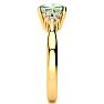 2 1/5 Carat Cushion Cut Green Amethyst and Diamond Ring In 14K Yellow Gold Image-4