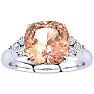 3-1/5 Carat Cushion Cut Morganite and Diamond Ring In 14K White Gold Image-1