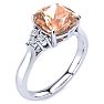 3-1/5 Carat Cushion Cut Morganite and Diamond Ring In 14K White Gold Image-2