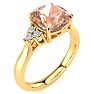 3-1/5 Carat Cushion Cut Morganite and Diamond Ring In 14K Yellow Gold Image-2