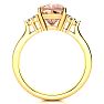 3-1/5 Carat Cushion Cut Morganite and Diamond Ring In 14K Yellow Gold Image-3