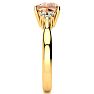 3-1/5 Carat Cushion Cut Morganite and Diamond Ring In 14K Yellow Gold Image-4