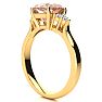 3-1/5 Carat Cushion Cut Morganite and Diamond Ring In 14K Yellow Gold Image-5