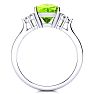 2 2/3 Carat Cushion Cut Peridot and Diamond Ring In 14K White Gold Image-3