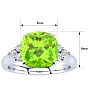 2 2/3 Carat Cushion Cut Peridot and Diamond Ring In 14K White Gold Image-6