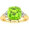 2 2/3 Carat Cushion Cut Peridot and Diamond Ring In 14K Yellow Gold Image-1