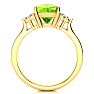 2 2/3 Carat Cushion Cut Peridot and Diamond Ring In 14K Yellow Gold Image-3