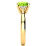 2 2/3 Carat Cushion Cut Peridot and Diamond Ring In 14K Yellow Gold Image-4