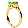 2 2/3 Carat Cushion Cut Peridot and Diamond Ring In 14K Yellow Gold Image-5
