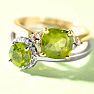 2 2/3 Carat Cushion Cut Peridot and Diamond Ring In 14K Yellow Gold Image-8