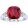 3 1/5 Carat Cushion Cut Ruby and Diamond Ring In 14K White Gold Image-1