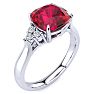 3 1/5 Carat Cushion Cut Ruby and Diamond Ring In 14K White Gold Image-2