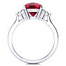 3 1/5 Carat Cushion Cut Ruby and Diamond Ring In 14K White Gold Image-3