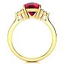 3 1/5 Carat Cushion Cut Ruby and Diamond Ring In 14K Yellow Gold Image-3