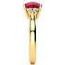 3 1/5 Carat Cushion Cut Ruby and Diamond Ring In 14K Yellow Gold Image-4