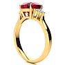 3 1/5 Carat Cushion Cut Ruby and Diamond Ring In 14K Yellow Gold Image-5