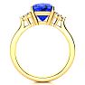 2 2/3 Carat Cushion Cut Tanzanite and Diamond Ring In 14K Yellow Gold Image-3