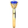 2 2/3 Carat Cushion Cut Tanzanite and Diamond Ring In 14K Yellow Gold Image-4