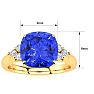 2 2/3 Carat Cushion Cut Tanzanite and Diamond Ring In 14K Yellow Gold Image-6