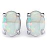 2 Carat Opal Stud Earrings In Sterling Silver Image-2