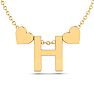 "H" Dainty Block Initial Necklace With Hearts In Gold Overlay, All Letters Available, Free 17 Inch Cable Chain Image-1