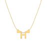 "H" Dainty Block Initial Necklace With Hearts In Gold Overlay, All Letters Available, Free 17 Inch Cable Chain Image-2