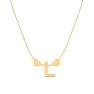 "L" Dainty Block Initial Necklace With Hearts In Gold Overlay, All Letters Available, Free 17 Inch Cable Chain Image-2