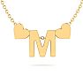 "M" Dainty Block Initial Necklace With Hearts In Gold Overlay, All Letters Available, Free 17 Inch Cable Chain Image-1