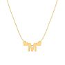 "M" Dainty Block Initial Necklace With Hearts In Gold Overlay, All Letters Available, Free 17 Inch Cable Chain Image-2