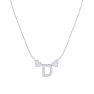 "D" Dainty Block Initial Necklace With Hearts In White Gold Overlay, All Letters Available, Free 17 Inch Cable Chain Image-2