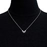 "H" Dainty Block Initial Necklace With Hearts In White Gold Overlay, All Letters Available, Free 17 Inch Cable Chain Image-4