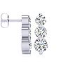 Diamond Drop Earrings: 1ct Three Genuine Natural Diamond Graduated Drop Earrings In 14K White Gold. Fantastic Value! Image-1