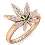 1/5 Carat Diamond and Emerald Weed Leaf Ring In 14K Rose Gold Image-2