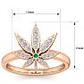 1/5 Carat Diamond and Emerald Weed Leaf Ring In 14K Rose Gold Image-5
